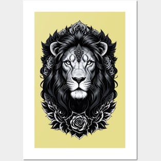 Lion and roses Posters and Art